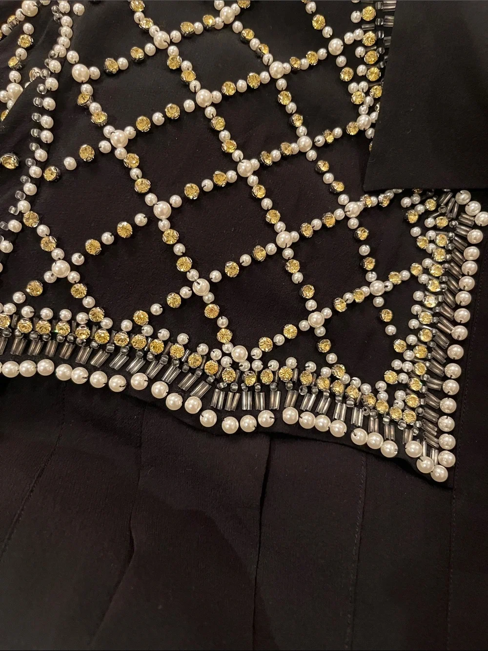 Balmain x H&M Black Pearl and Crystal Beaded Embellished Button-Down Shirt - Picture 3 of 3